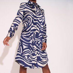 Pink Tartan: Blue & Silver Long Sleeve shirt Dress